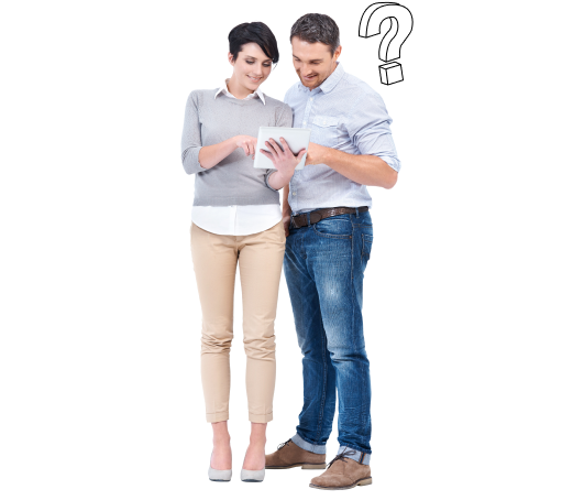 Homeowners looking at a tablet viewing the rate changes